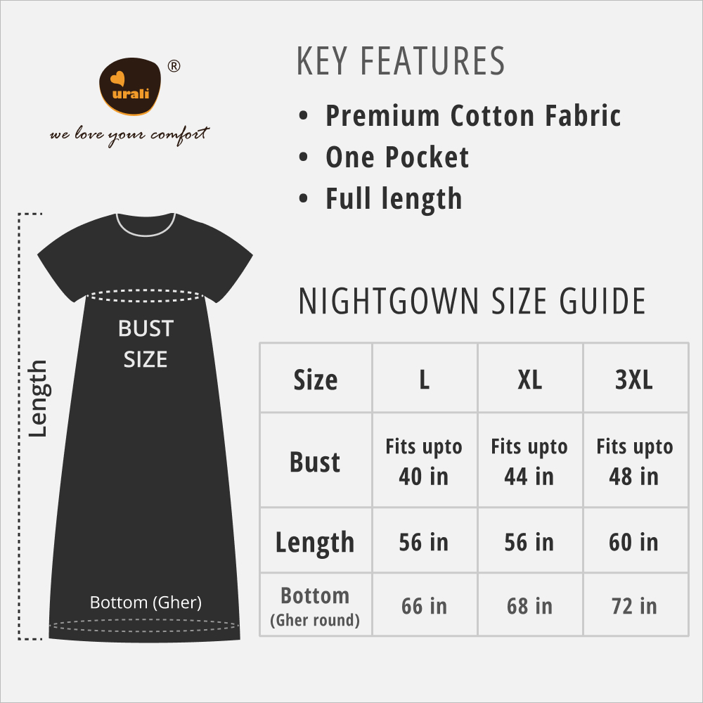 Urali® Jaipuri 100% Cotton NightGown