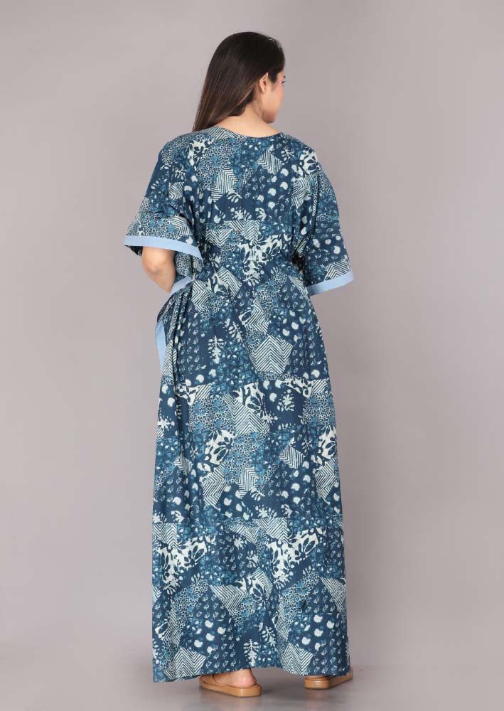 Urali® Jaipuri 100% Cotton Kaftan (Blue, Free Size)