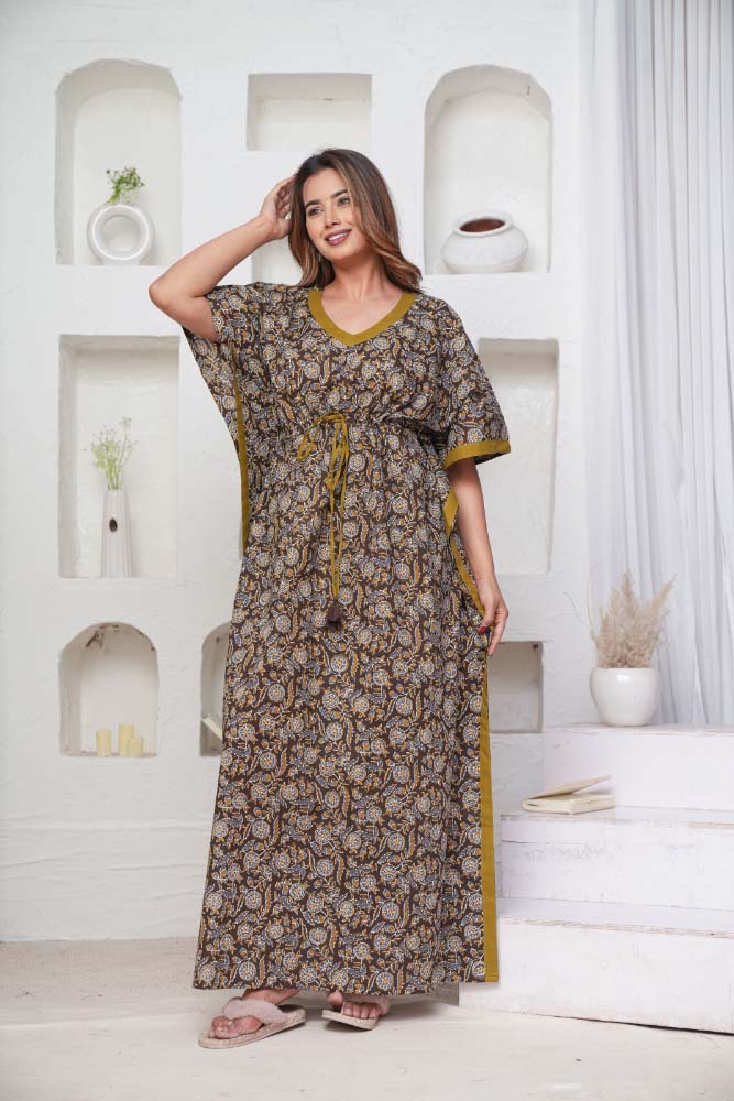 Urali® Jaipuri 100% Cotton Kaftan (Coffee, Free Size)