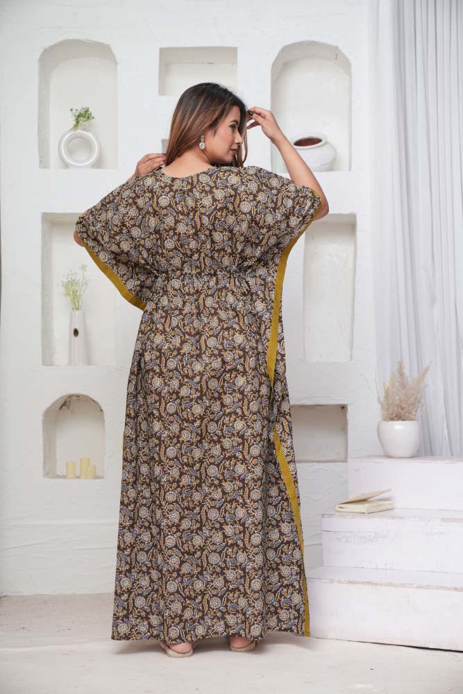 Urali® Jaipuri 100% Cotton Kaftan (Coffee, Free Size)