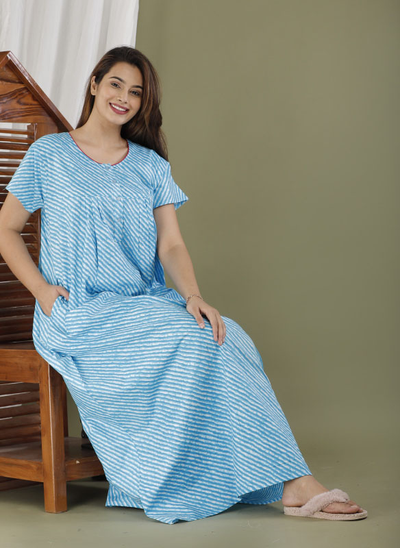 Urali® 100% Cotton Feeding / Maternity Night Gown (Turquoise, XL) - Urali